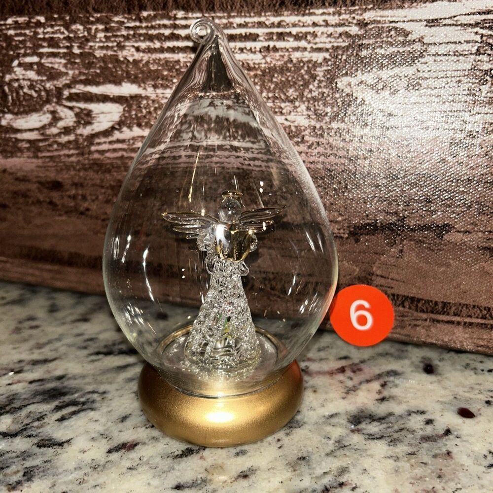 Avon Gift Collection Spun Glass Angel Ornament Gold Trim 1999 Vintage